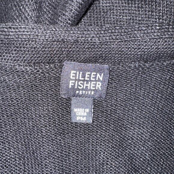 Eileen Fisher Petite Knit Linen Black Cardigan Size Petite M - Picture 11 of 12